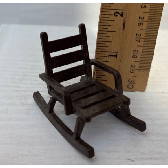 Vintage 1974 Geobra Playmobil Figure In Red Outfit With Miniature Wooden Rocking - Picture 3 of 7